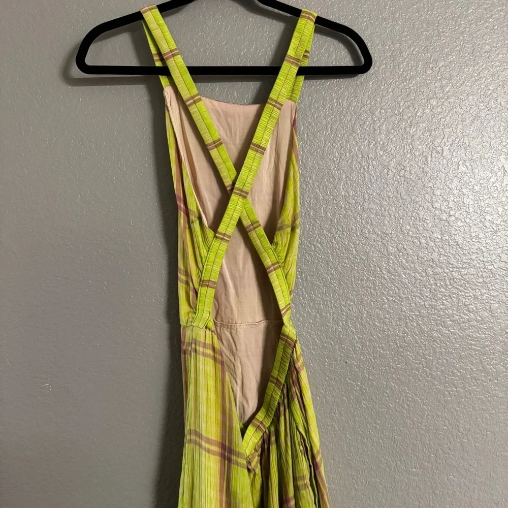 Free people the modern pinafore Plaid  Midi Dress size L - Picture 5 of 11